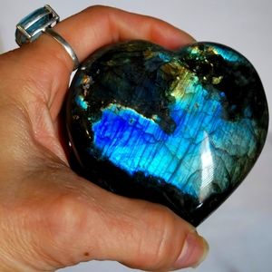 AAA Quality Large Labradorite heart carving/palm.
